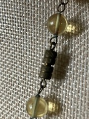 Vintage Art Glass Beaded Necklace Twist Gold Foil Station Chain 28″ READ