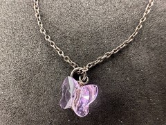 1.74g Vintage Sterling Silver 925 Butterfly Pink Necklace Adjustable 15 in M