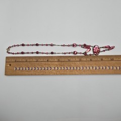 VTG Czech Style Pink Foil Glass Necklace Dangle Art Deco Bohemian 1920’s 16.5″