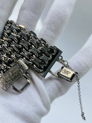 Vintage Cathé Cathe Chunky Silver Tone Heavy Brutalist Ball & Chain Bracelet