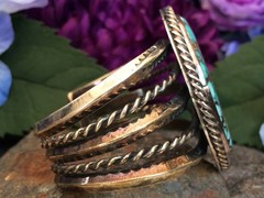 92 GRAM STERLING SILVER SPIDERWEB TURQUOISE NAVAJO SOUTHWESTERN STYLE BRACELET
