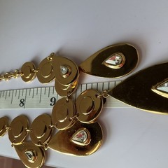 Ben Amun 22K Gold Plated Bib Necklace/ Teardrop Pendants/ Very Good Condition