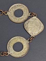 Vintage British India 1/2 Anna 1 Pice 7 Coin Bracelet