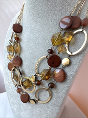 Boho Brown Gold Earthtones y2k 1990 2000s Modernist Metal Jewelry VTG necklace