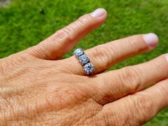 Amazing Art Deco 1.50 Carat Three Stone Trilogy Ring with 3 Old Euro Diamonds