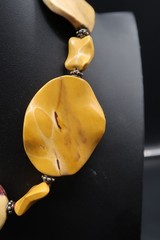 Vtg Baltic Amber Look Choker Length 19″ Irregular Egg Yolk Color Beads Necklace