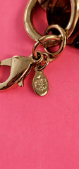 PREMIER DESIGN women necklace acrylic and metal links brown leopard 40” long