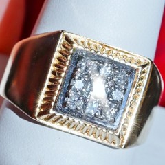 14k yellow gold ring 0.60c natural diamond sz 11 vintage handmade 10.15gr N2564D