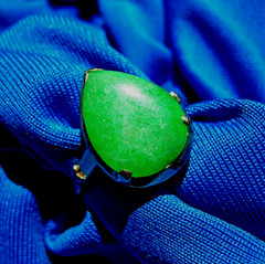 Original EARTH MINED JADEITE JADE Deco Engagement RING SOLID 14K GOLD Solitaire