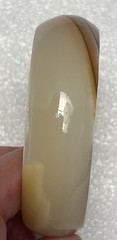 Vintage Thick Agate Bangle 2.5” & Agate Ring 7” Natural Colors Beige Creme Brown