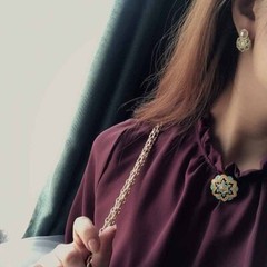 Vintage Enamel Flower Brooch Earring Pearl Women Clothing Party Accessories Gift