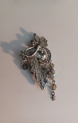 Kirks Folly Angel Fairy Floral Celestial Moon Stars Brooch Pin Crystal Vintage