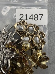 Vintage Brooch Lot Maple Leaf Dancer Figure Enamel Rhinestone Faux Pearl READ
