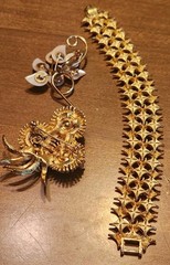 Vintage Jewelry Lot – Gold Tone And White – Brooches – Owl Necklace – Marked