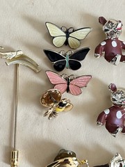 Vintage Jewelry Lot Pins Small Brooch Animal Bee Enamel Butterfly 1950-1960’s