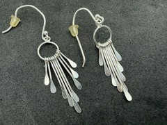 1.45g Vintage Sterling Silver 925 Dangle Drop Fringe Earrings Lightweight M