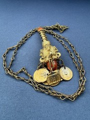Vintage Yemeni Jewish Amulet Pendant Necklace Coin Charms Tribal