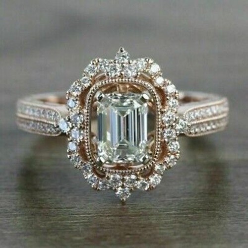White Diamond 2.30 Ct Art Deco Antique Vintage Engagement Ring 14K Rose Gold FN