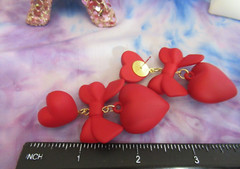 Baroque Style Stunning RED Hearts with RED Bow Pierced Valentine Earrings NEW
