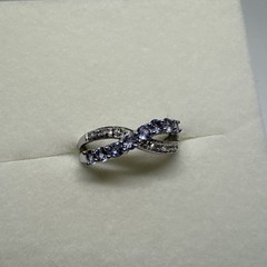 Amazing 10K Solid White Gold Tanzanite Diamond Gemstone Ring Size 6.75, 2.48g