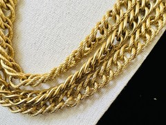 Vintage Unsigned Gold Tone 21 In Multi Chain Couture Runway Statement Necklace