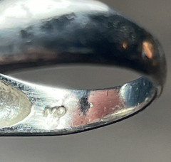 Vintage Blue White Stone Cabochon Southwestern Ring Silver Tone Costume Jewelry