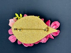 Vintage Mid Century Enamel Rhinestone Floral Brooch