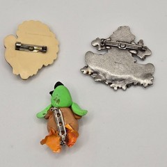 Thanksgiving 3PC Brooch Set Turkey Scarecrow Autumn Fall Polymer Clay Cute Fun