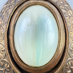 Vtg Genuine Copper Pendant Victorian Gothic Revival Moonglow Lucite Cabochon