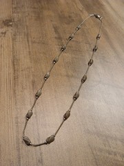 Vintage Revlon Necklace- Gray Bronze Floating Beads Cable Jewelry 18″ Length