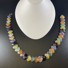 Vintage Lucite 20-Inch Necklace Square Beads Stacked Multicolored