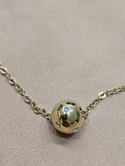 Vintage Avon Necklace Pendant Gold Tone Jewelry Ball Crystal Sliding Charm Cute
