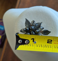 Vintage Western Germany Silver, and dark grey beaded brooch