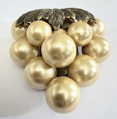 Faux Pearl Copper Toned Grape Cluster Fur Clip Miriam Haskell Style