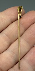 Vintage 14K Yellow Gold Diamond Sapphire Stick Pin Lapel Hat Estate 1.46g