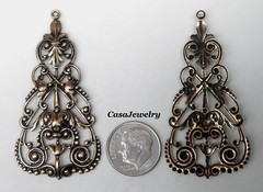 #4034 ANTIQUED GOLD DAPPED OPEN FILIGREE W/TOP HANG RING – 2 Pc Lot
