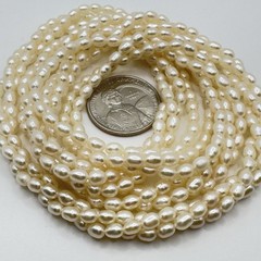 Vintage Rice Pearl Necklace Endless Strand 3 Rows Torsade 30 Inches Classic