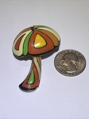 Vintage Eisenberg Artist Series Enamel Mushroom Brooch Pin Signed