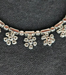 Vintage Rhinestone Floral Motif Wedding Necklace 14″ Choker Length