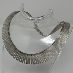 Vintage Sterling Silver 925 Italy Etched Fan Fringe Collar Necklace 15.5” 36.1g