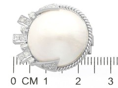 Vintage Art Deco Style Mabe Pearl & Diamond 9k White Gold Earrings