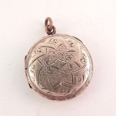 Antique Victorian Rolled Gold Engraved Round Locket Hair Receiver Ornate