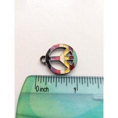 Vintage Y2K 90s Rainbow Peace Symbol Boho Hippie Collectible Mini Pendant Charm