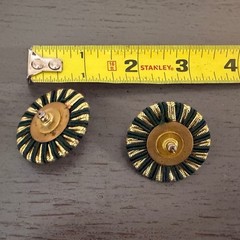 Vintage Green Gold Metallic Cord Wrapped Stud Button Earrings Cabochon 1.25″
