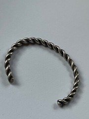 Vintage Twist Nonmagnetic Silver Cuff Bangle Bracelet – 2.25 inches in diameter