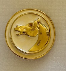 Vintage Paolo Gucci Horse Head Button Clip Earrings Signed Rare Runway Jewelry