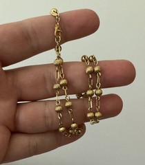 Vintage Signed Monet Gold Tone Gold Bead Chain Choker Necklace 15.5 In