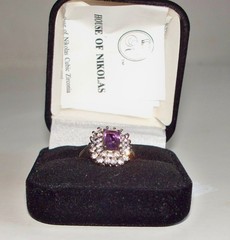 NEW Women’s Sterling Silver Emerald Cut Amethyst & CZ Ring Size 8 – S7
