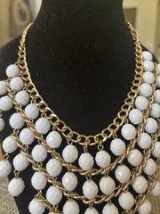 100% Vintage (not Inspired) Bib Necklace 4 Strands Cuban Like Heavy Chains