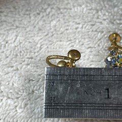 VTG Austrian Made, Stamped, Screw Back Amethyst/Blue Rhinestone Cluster, NICE
